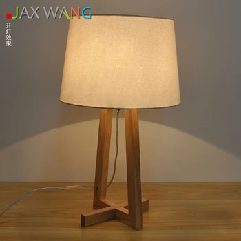 

Europe The United States Simple Wooden Table Lamp Creative Retro Cloth Lampshade Lamp Bedroom Bedside Lamp Fixture Decoration