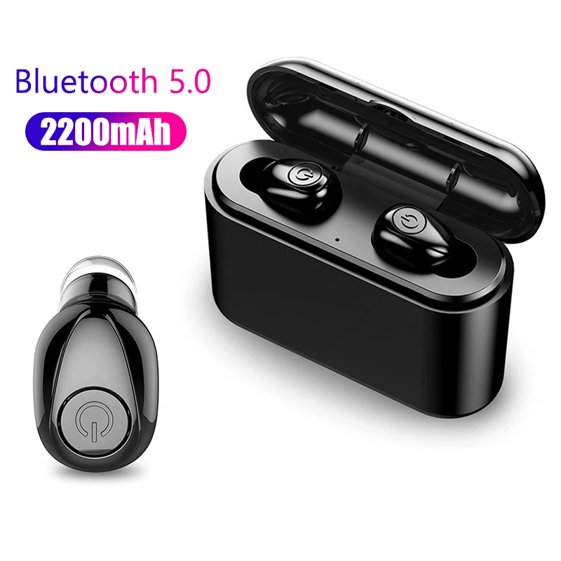 

TWS wireless Bluetooth headset Dual-ear wireless charger stereo With 2200mAh Charging Bin Bluetooth Earphone for smartphone