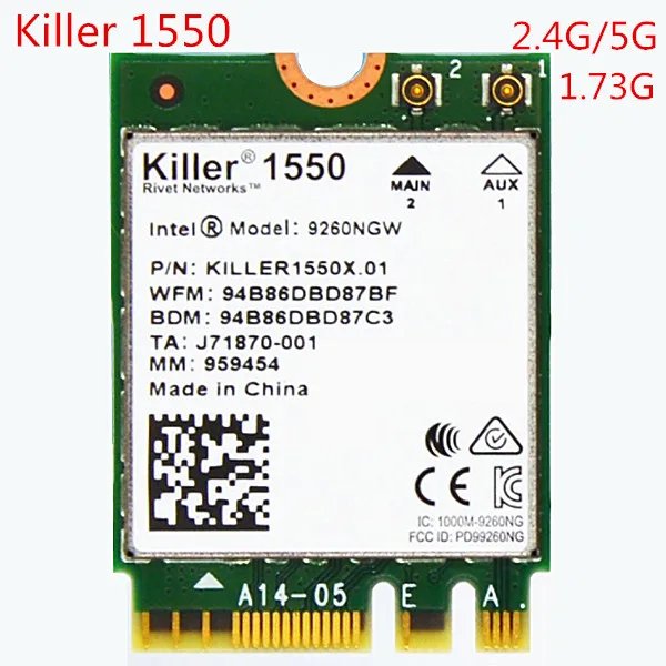 Для Killer 1550 Intel 9260 9260NGW NGFF 1730 Мбит/с WiFi + Bluetooth 5 0 802.11ac карта лучше чем 1535 | Компьютеры и