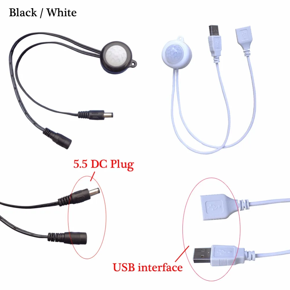

USB / 5.5 DC Plug 5V-24V Mini LED PIR Infrared Motion Sensor Detector Switch Corridor Closet Underbed Sensor Switch TDL-2025