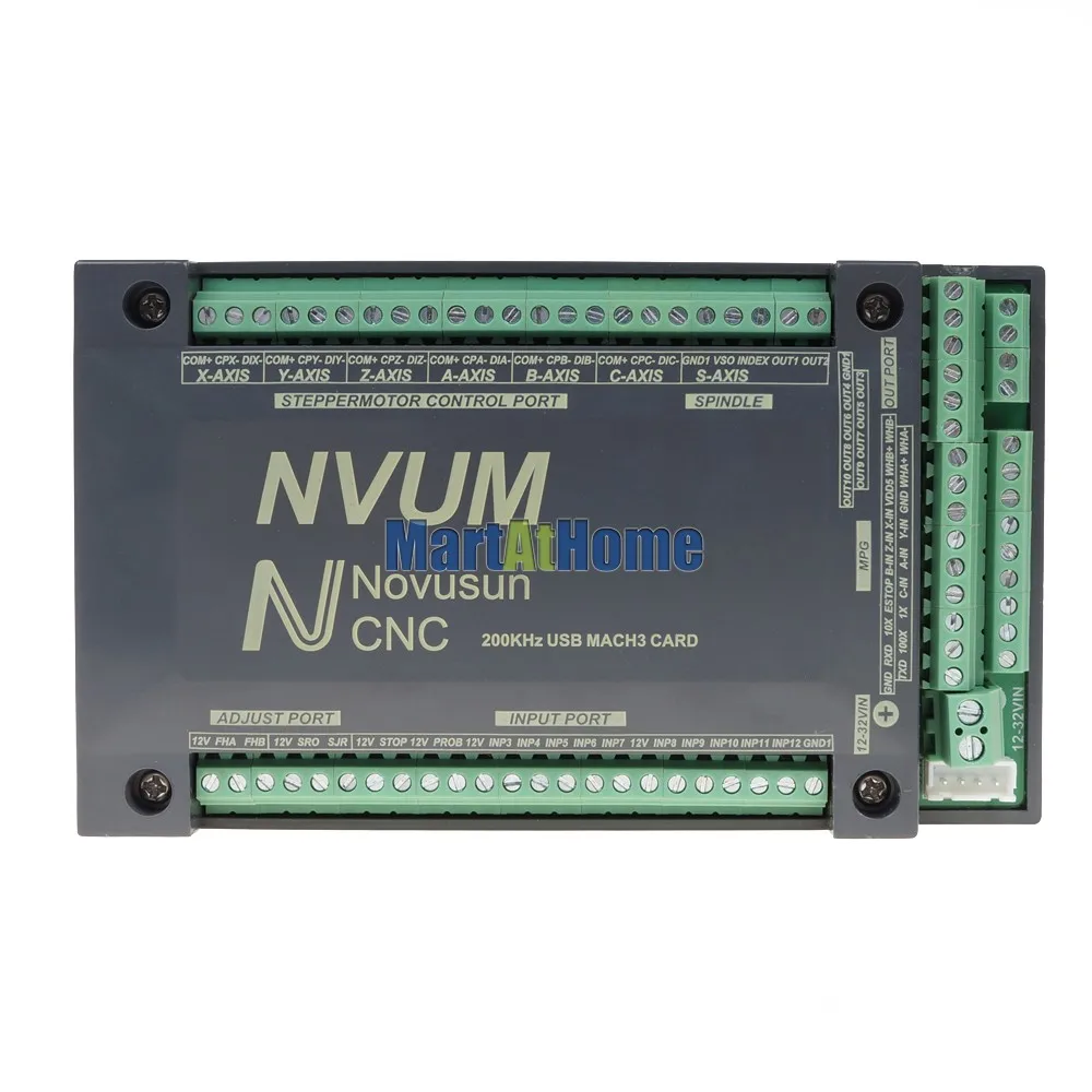 US 6 Axis USB MACH3 Motion Control Card 200Khz CNC Interface Breakout Board NVUM 