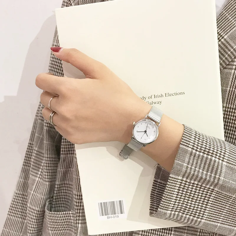 

New trend fashion stain steel belt women watches casual simple small number watch women mesh steel silver dress wristwatch clock
