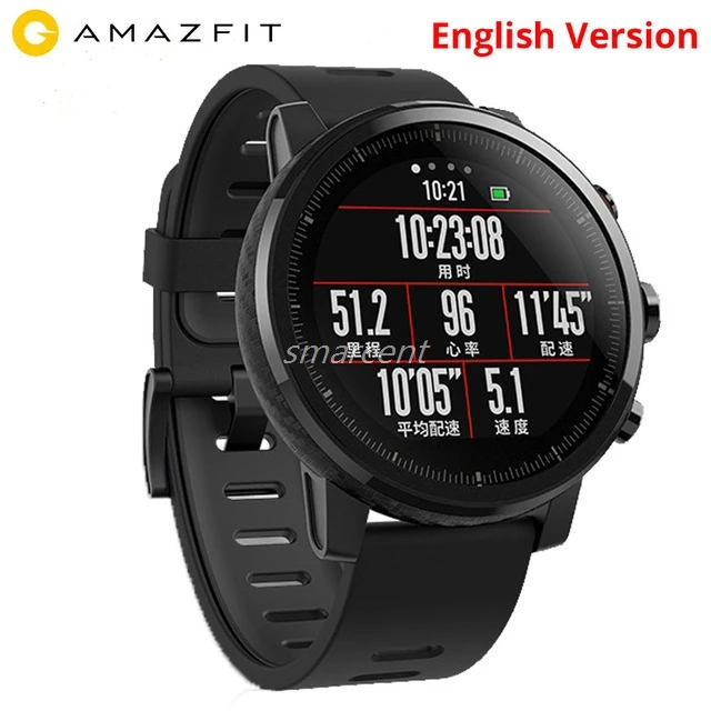 Xiaomi Amazfit 2 Amazfit Stratos Pace 2 умные часы мужские с gps Xiaomi часы PPG монитор сердечного ритма 5ATM водонепроницаемые - Цвет: Black