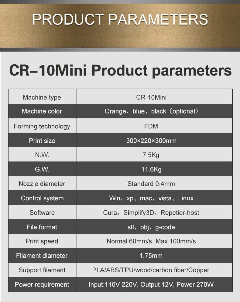 CREALITY 3D CR-10 мини-полусобранный алюминиевый 3D-принтер размер печати 300*220*300 мм Функция автоматического отключения