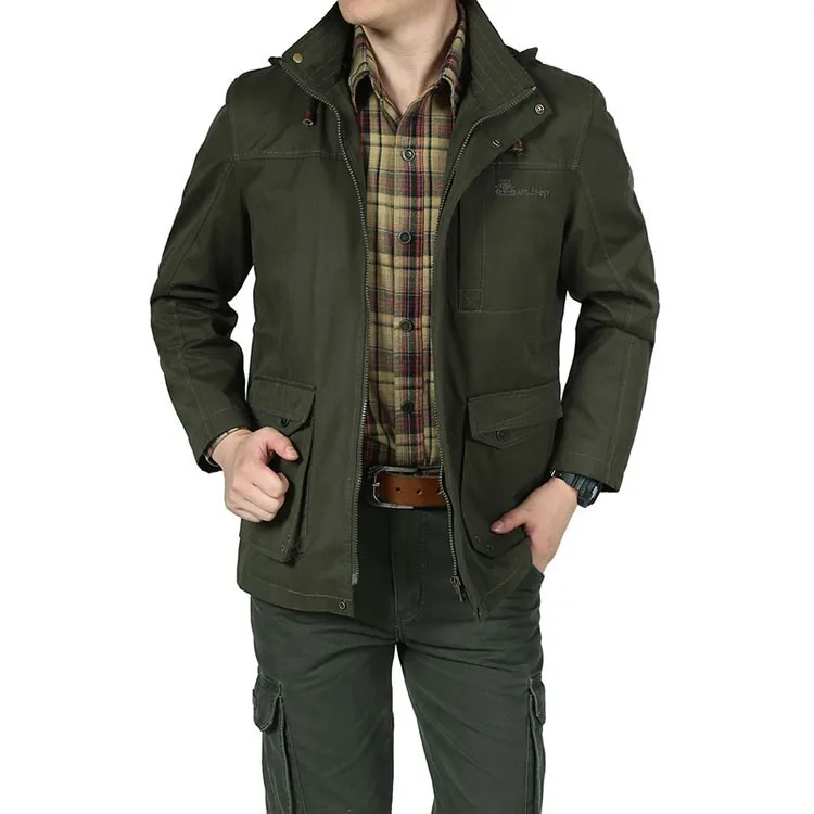 Новинка года, осенняя брендовая куртка для мужчин, приталенная Повседневная Деловая куртка со съемным капюшоном, хлопок, большие размеры 4xl, повседневные пальто, мужская куртка