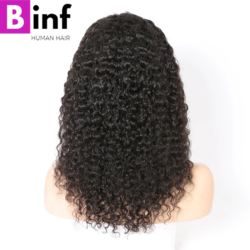 BINF малазийские кудрявые вьющиеся парик 360 синтетический Frontal шнурка волос парик волосы remy Предварительно сорвал с ребенком волос 150% плотность человеческие вол