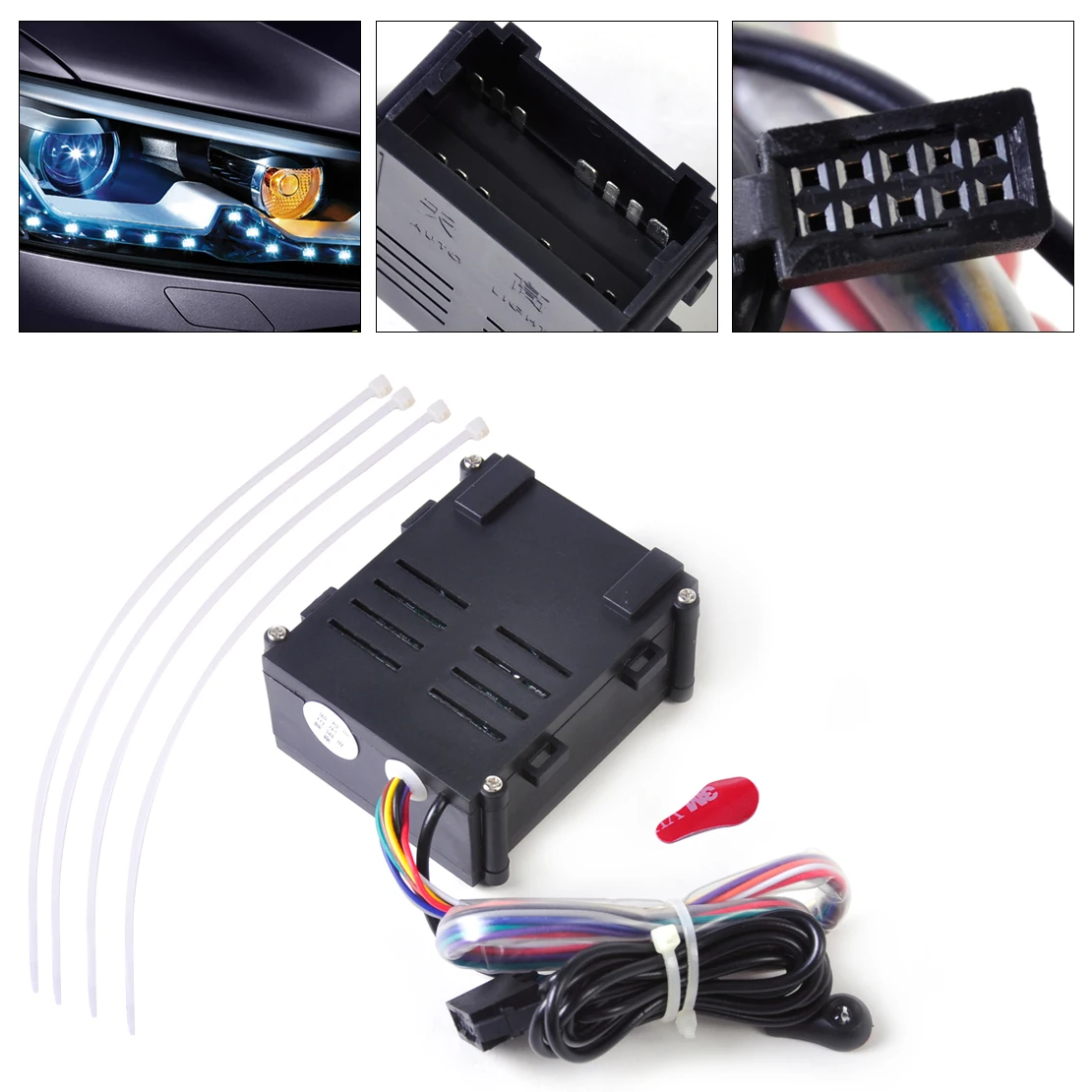 

DWCX Car Auto Black Headlight Headlamp Head Light Lamp Sensor Module Fit for VW Golf Jetta 1998 1999 2000 2001 2002 2003 2004