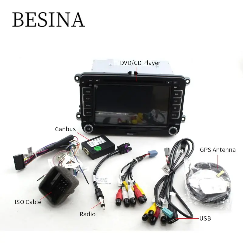 Besina 7 дюймов 2 din Автомобильный dvd плеер для Volkswagen VW Passat POLO GOLF Skoda Seat Leon gps навигация