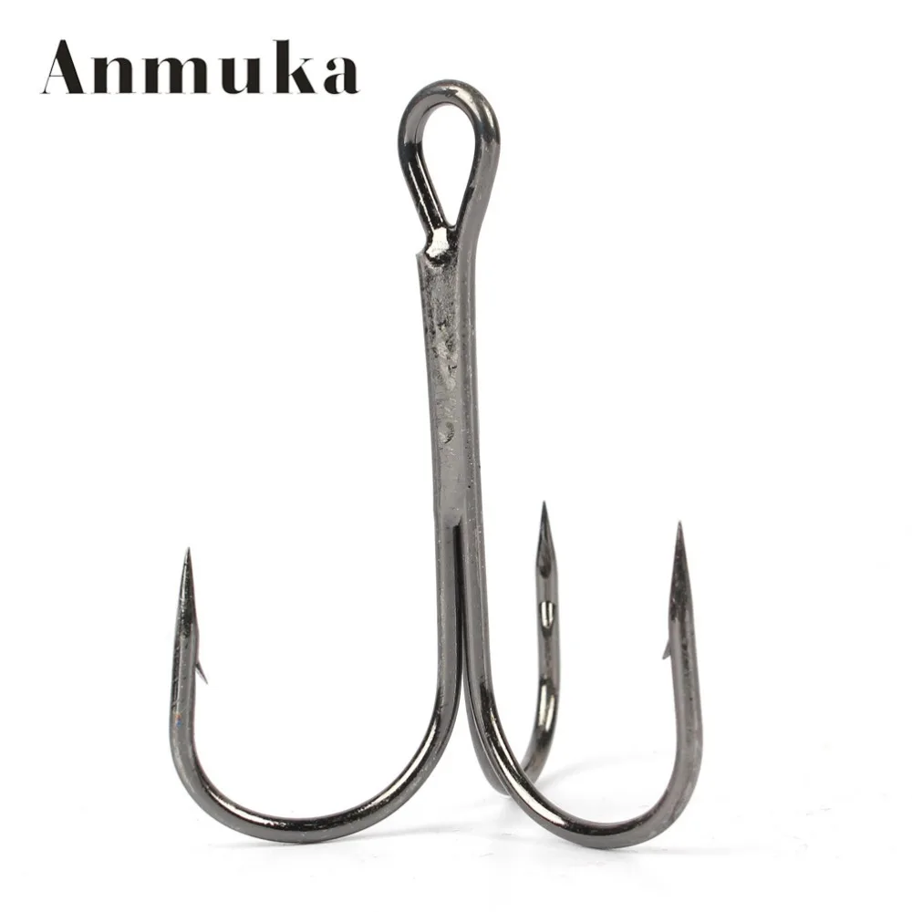 Anmuka 1Pcs 10/0 Sea Fishing Hooks Treble Hooks Three Hook Black