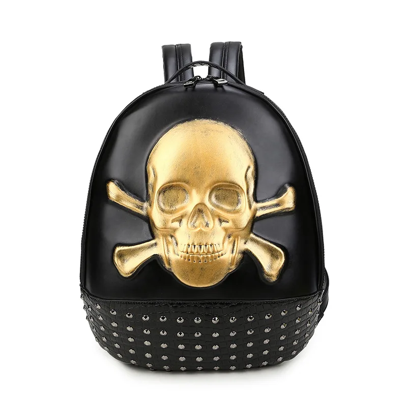 

Street Skull Printed Backpacks For Men 2017 Rain Cover School Leather Bag 3D Cartoon Punk Rock Backpack For Teenagers