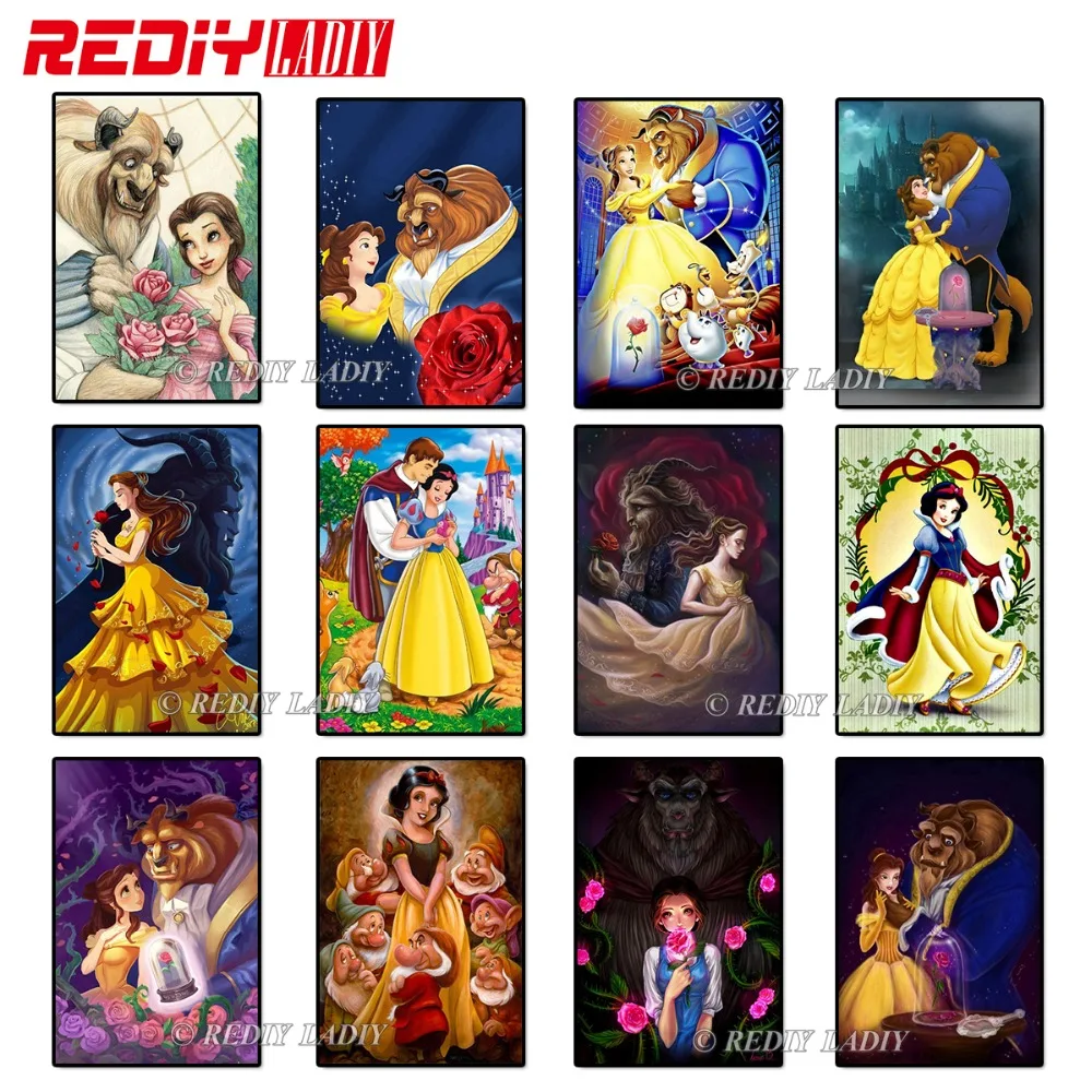 

REDIY LADIY Diamond Painting Cartoon Princess Full Square Rhinestones Cross Stitch Diamond Embroidery Mosaic Crystals Needlework