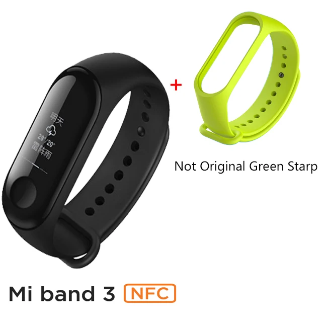 Xiaomi Mi Band 3 NFC Версия смарт-Браслет фитнес-трекер 0,7" большой сенсорный экран для сердечного ритма монитор смарт-браслет - Цвет: Green