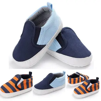 

Infant Toddler Baby Boys Girls Plaid Soft Stripe Crib Shoes Anti-Slip Sneaker