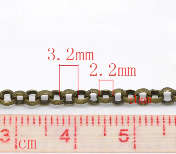 DoreenBeads сплав звено Кабельные цепи античная бронза 3,2 мм x 0,5 мм, 1 м новинка