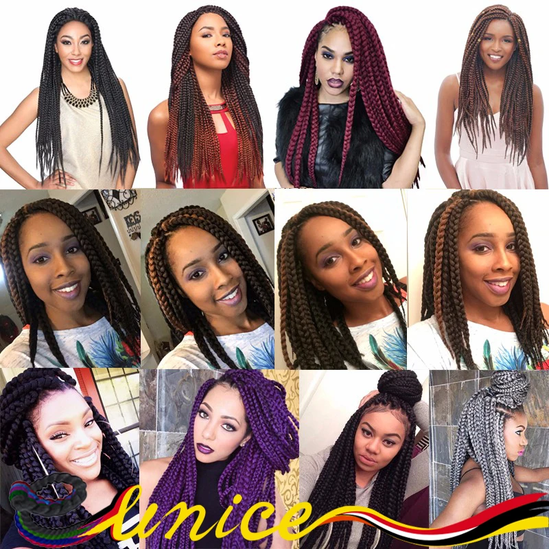 Classical Black 3X Box Braid For All Color Hairstyles 24 inch Long Jumbo Braid Synthetic Crochet