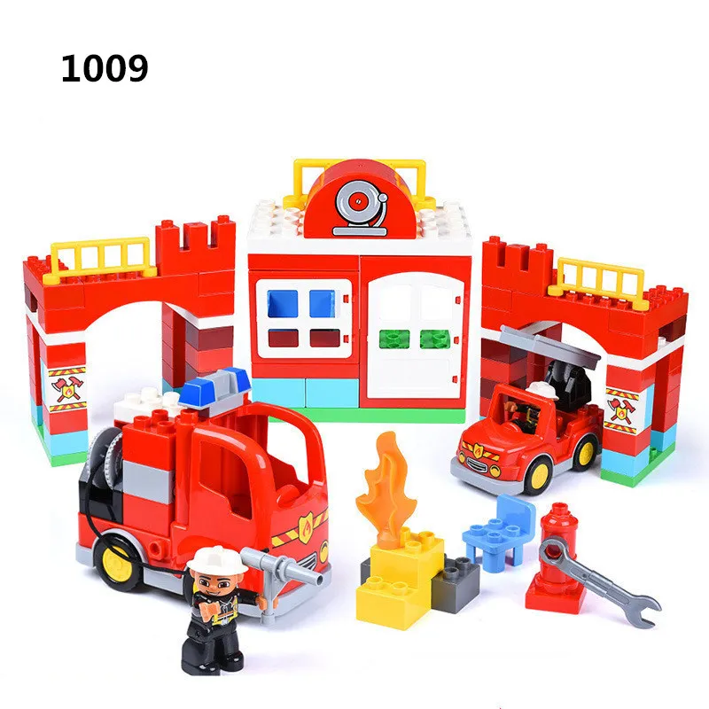 

Compatible with Legoing Duploe Large Particle Building Blocks Bricks Set City Fire Department Firemen 109pcs 1009 Toys For Gifts