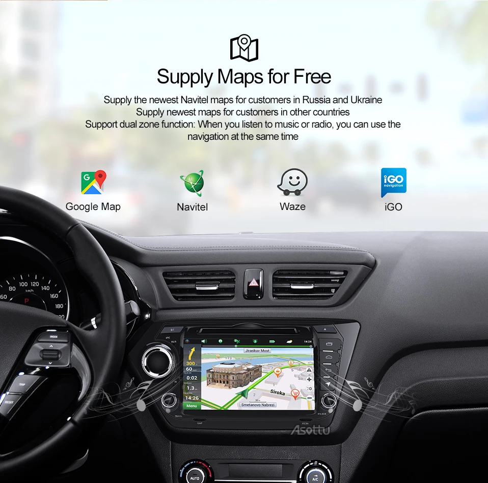 Clearance Asottu KK28060 2G+32G android 8.1 car dvd gps player car radio gps navigation video player for Kia rio k2 car multimedia player 5