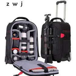 Водонепроницаемый Профессиональный Камера дорожная сумка рюкзак Чемодан для камеры для 2 * DSLR + 7 * линзы Travel фотограф фото видео