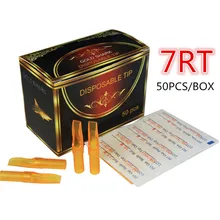 50 шт. R7 Желтый татуировки Круглый 7 наконечник золотой акулы одноразовые Pro-асептическая татуировка наконечник 7RT поставить GSDT-7RT