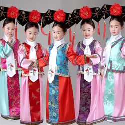 2019 Hanfu дети древней китайской династии Цин платье принцессы для девочек китайский традиционный этап дети Gege народная одежда DNV11045