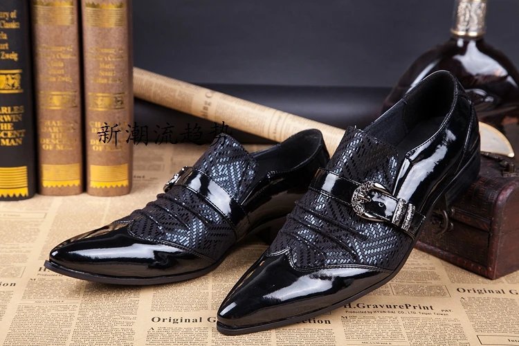 Full Grain Leather Mens Groom Wedding Dress Shoes Flats Buckle