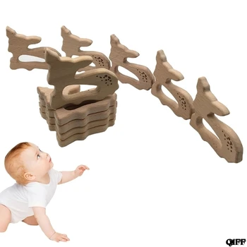 

Drop Ship&Wholesale Baby Teether Animal Deer Shaped Teething Nursing Natural Wooden Toy Organic Chew May06