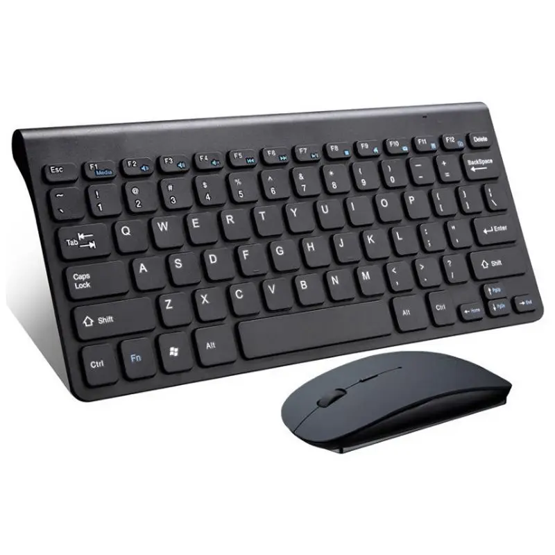 2,4G USB Беспроводная клавиатура мини портативные мультимедийные клавиатуры мышь комбо набор для ПК Mac настольный компьютер ноутбук MacBook ноутбук - Цвет: Black Keyboard Mouse