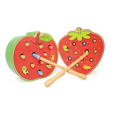 Раннее образование, ловить червя, игра, цвет, когнитивные магнитные ловить жуков, деревянные ловить насекомых, развивающие игрушки для детей