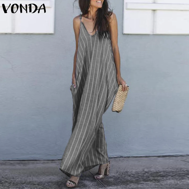 

Summer 2019 Plus Size Striped Dress Women Sexy V Neck Backless Sarafans Long Maxi Dresses Vintage Casual Loose Vestidos Sundress