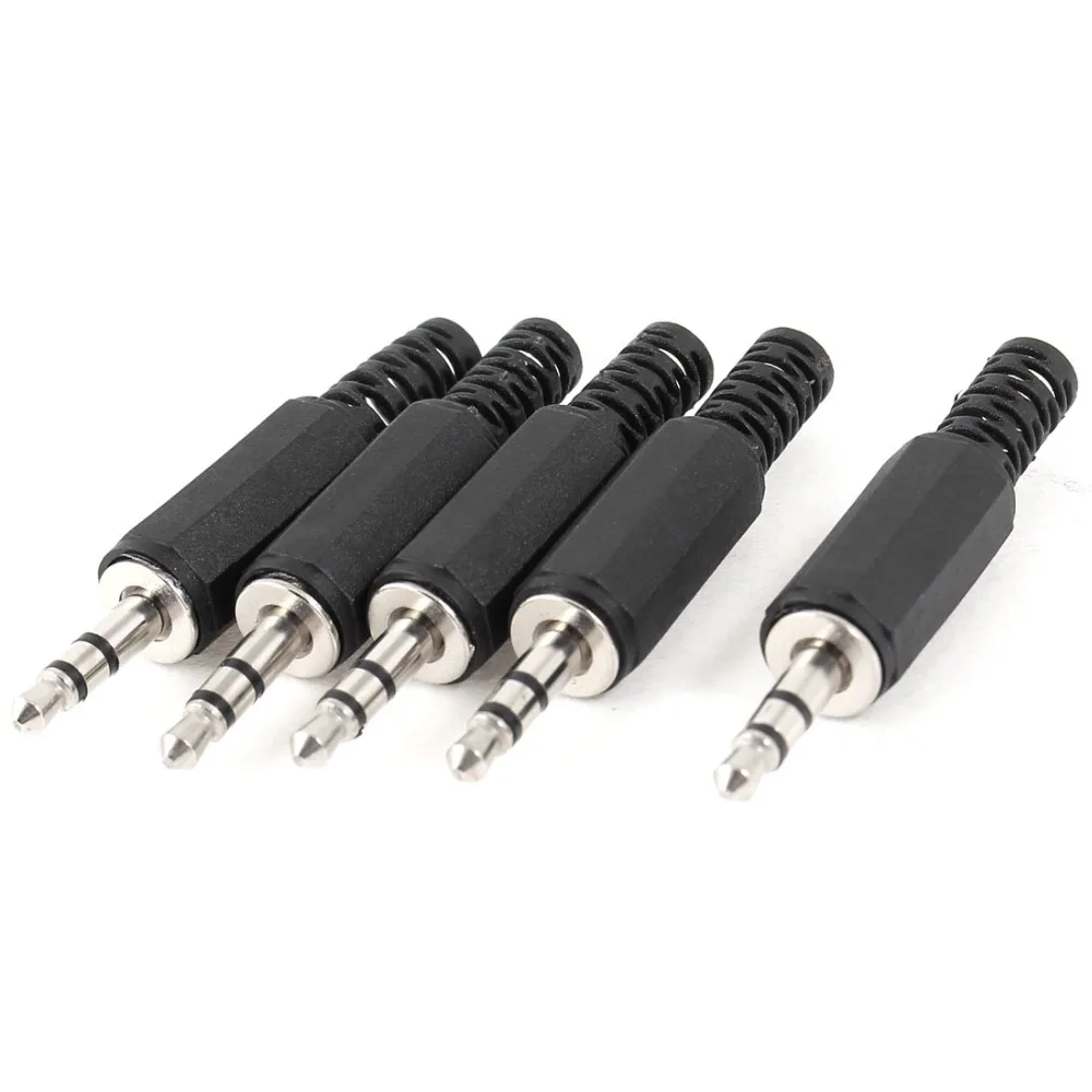 

5 Pcs Black Plastic Housing 3.5mm Audio Jack Headphone Connector Stereo Plug