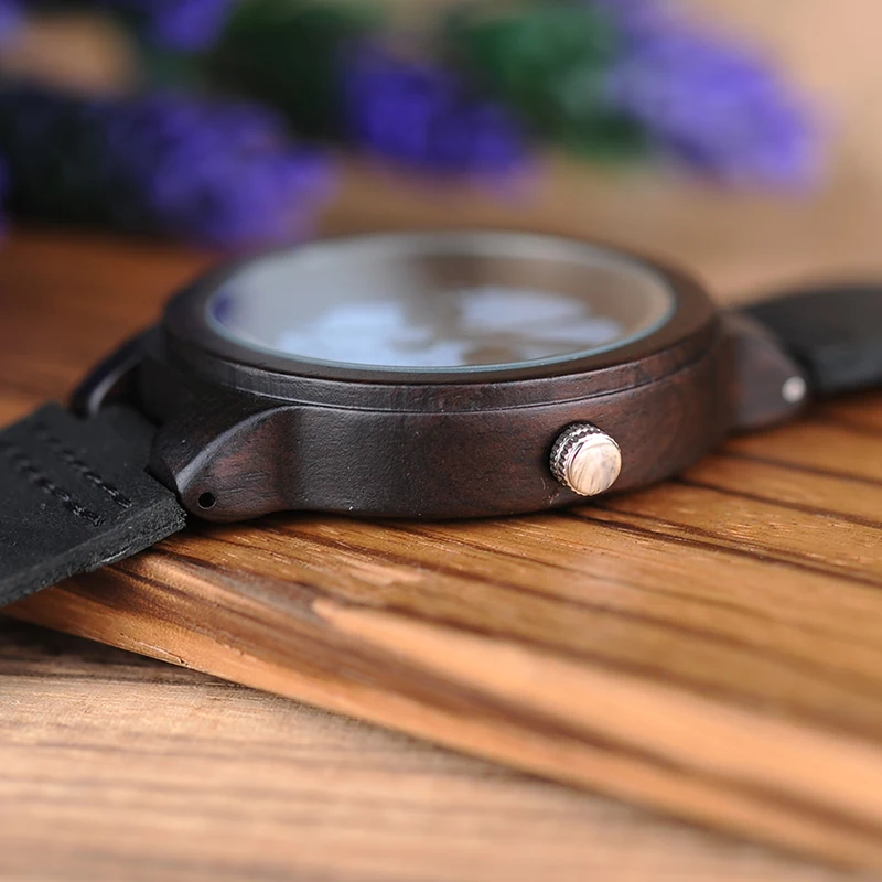 BOBO BIRD Men Punk Skull Wood Watches L-D24 Leather Band Top Brand Quartz Watches for Men as Gifts
