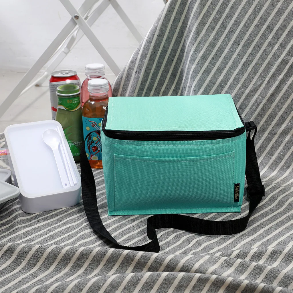 Geisoleerde Lunch Tas voor vrouwen Mannen Koeler Детская сумка Voedsel picknik Thermische Lunchbox Zwart Высокая емкость