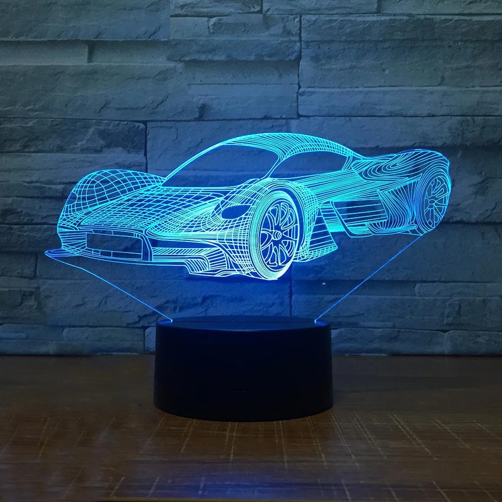 7 цветов менять ночника Супер спортивный автомобиль Форма 3D настольный свет для детей спальный Лампы Home Decor Книги по искусству Декор дети