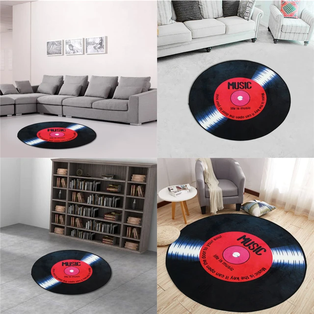 Vinyl Records Innovative Carpet Round Mat Europe Fashion Retro Black Carpet Record Pattern Rug