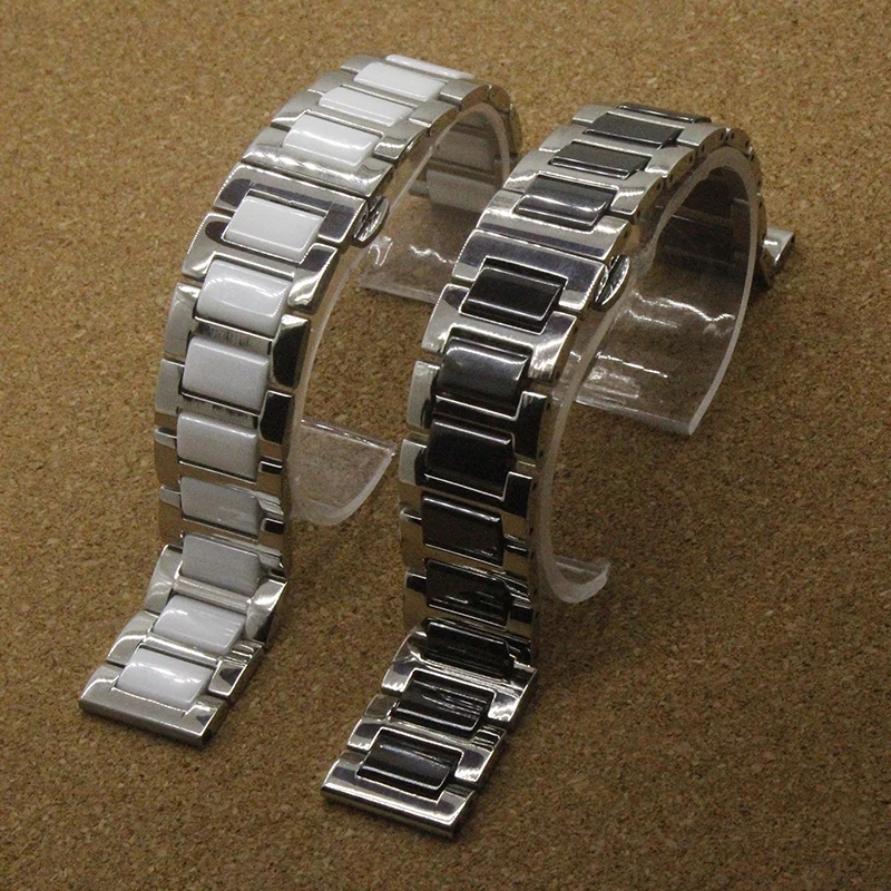 High Quality Watch Band Black Ceramic Watchband for Diamond quartz watch 14mm 16mm 18mm 20mm