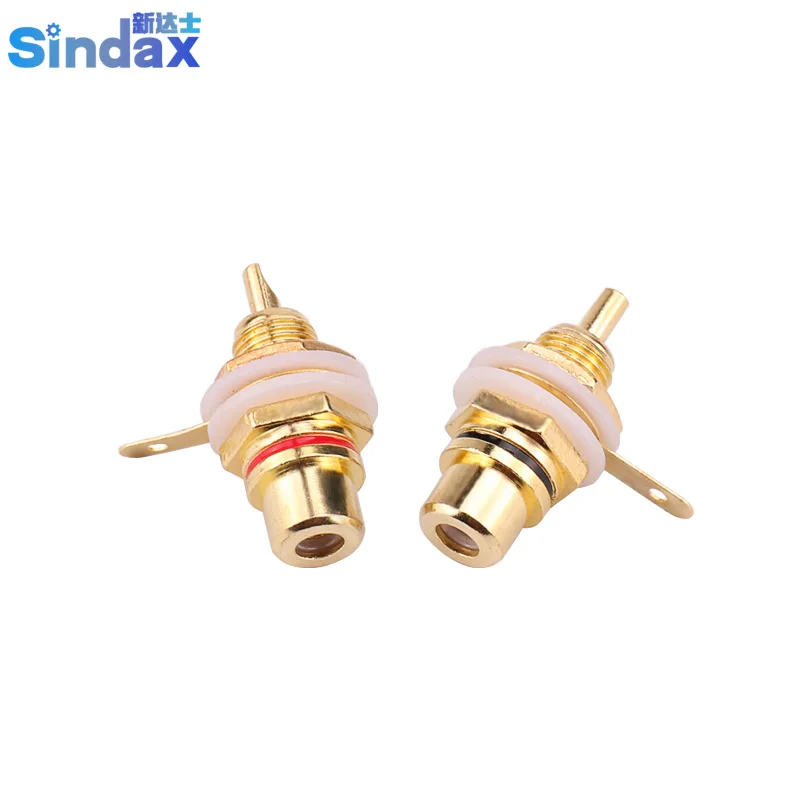 

Sindax RCA Panel Mount connector RCA Female Socket rca Panel Mount Audio Socket Plug connector Bulkhead with nut solder cup 2PCS