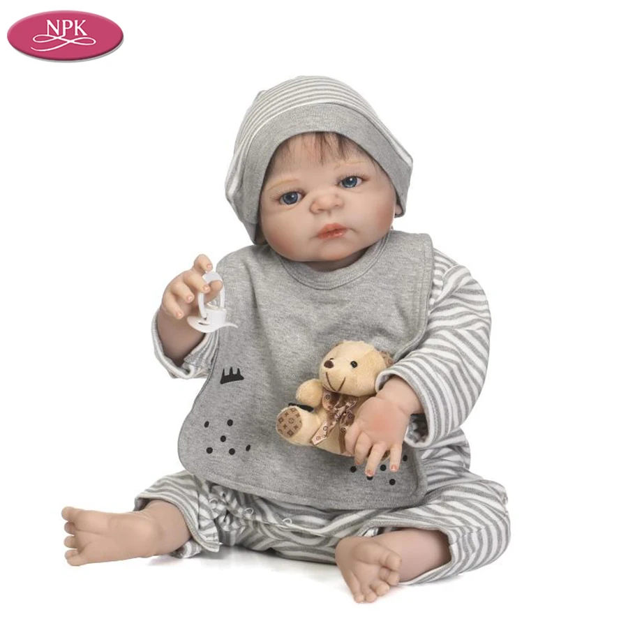 NPK Full Body Silicone Lifelike Boys Reborn Babies Doll 56CM Handmade Boy Doll Newborn Baby Bathe Toy Boneca Reborn Bebe Menino  (4)