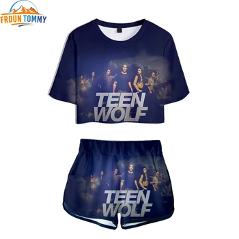

2019 3D fashion Print famous TV series Teen Wolf high quality Two Pieces set Women Fashion girl Harajuku T-shirts shorts Clothes