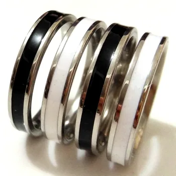 

100pcs Enamel Mix 4mm Band Comfortable 316L Stainless Steel Rings High Polished Finish Quality Unisex Jewelry Size 16-20 mm Mix