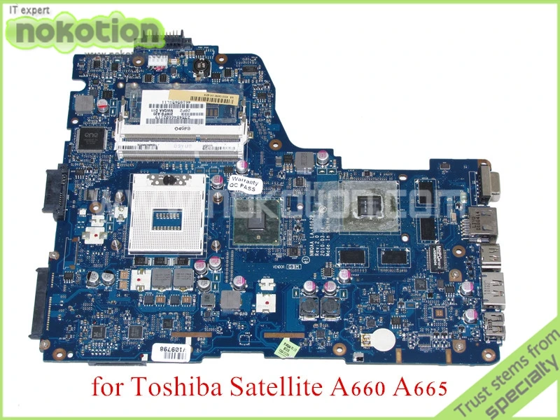 

NOKOTION NWQAA LA-6062P Rev 2.0 MB K000104390 For toshiba satellite A660 A665 Laptop motherboard GeForce GT330M