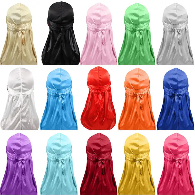 

Long Tail Satin Turban Hijab Cap Hair Accessories Chemo Hat For Men Women gorro sombrero hombre gorras mujer