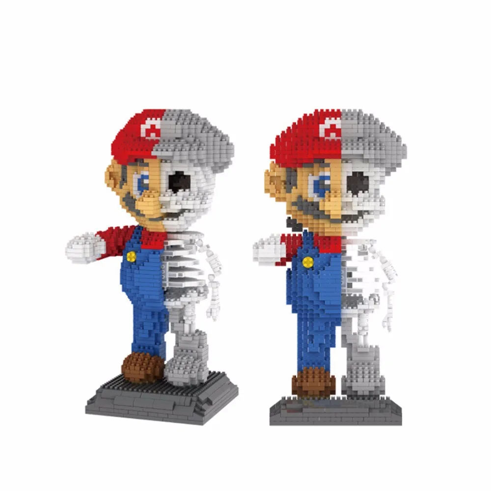 hot LegoINGlys creators Super Mario  bros skeleton figures MOC micro diamond building blocks model nano block bricks toys gift 