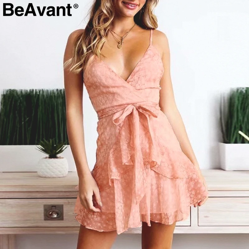 BeAvant V образным вырезом цветочный принт летнее платье для женщин Сексуальная