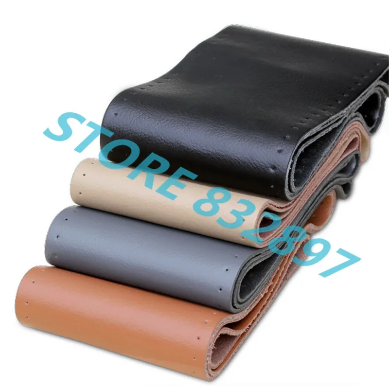 

15G High quality Cowhide Genuine Leather Car Steering Wheel Cover with Needles Thread red Black Gray Beige auto decoration gift