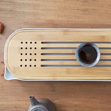 Дзен BAMBOO Чай лоток поднос для подачи пищи для хранения воды для китайского кунг-фу чайный сервиз, кружка для вина