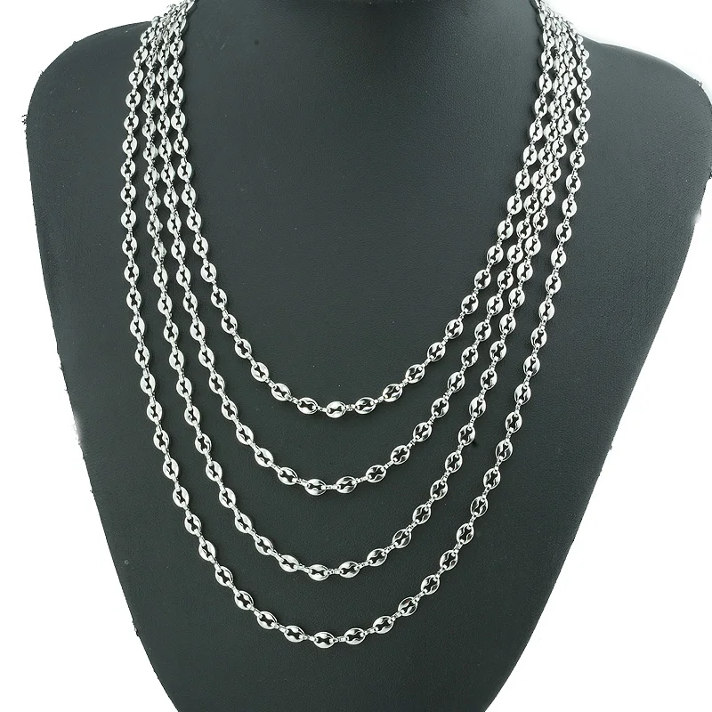 1pcs 4.5mm Stainless Steel Necklace Link Chains Marina Polishing