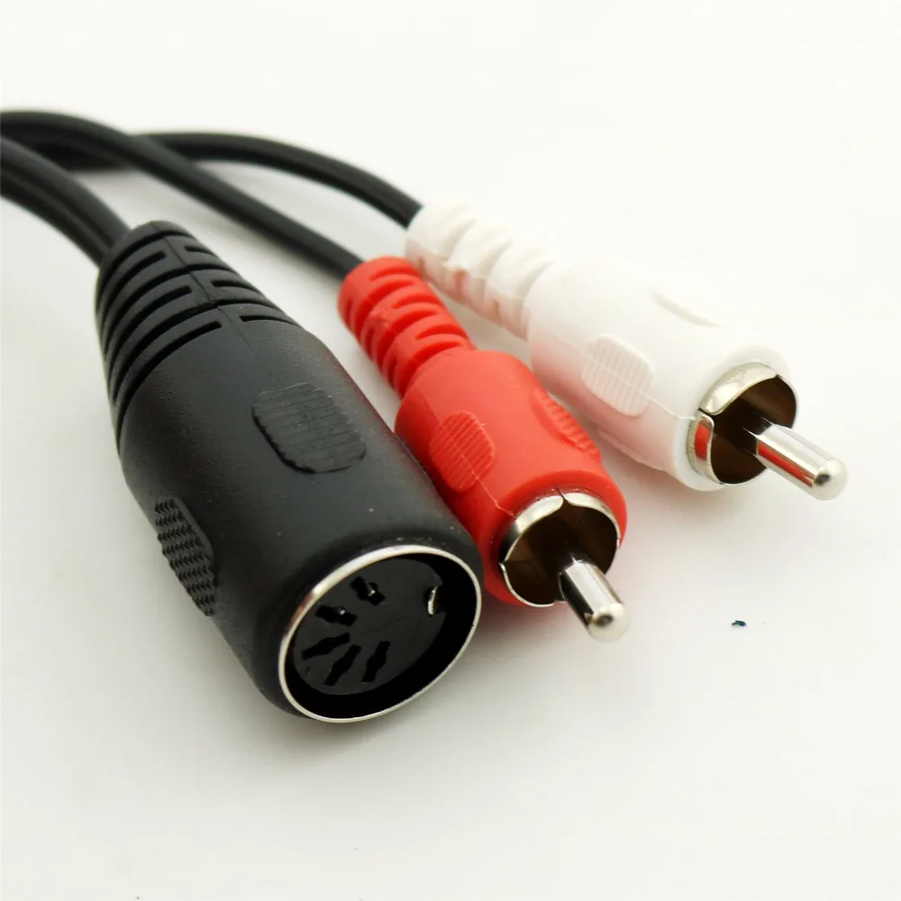 10 шт. 1 фута 5 контактов Din MIDI гнездо 2 x RCA штекер Phono AMP профессиональный аудио