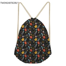 TWOHEARTSGIRL Сумки на шнурке для женщин, дорожные рюкзаки, пляжные Наплечные сумки для девочек, мультфильм упаковки для хранения