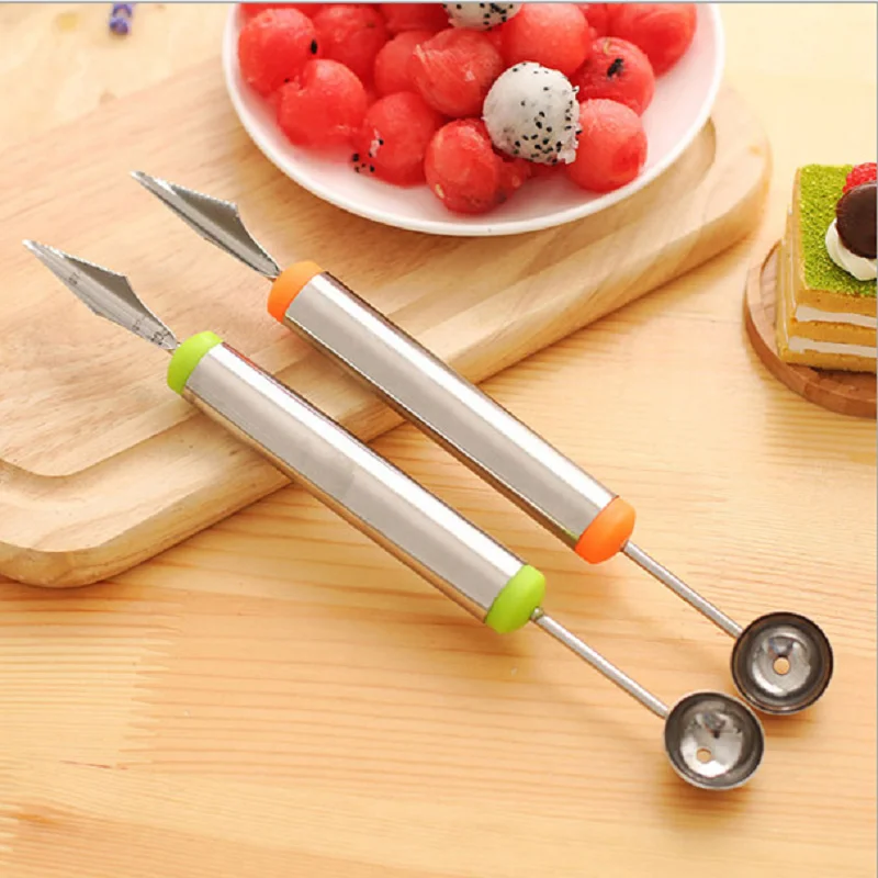 2 PCS Multifunctional Fruit Tools Set Dig Scoop with Fruit Carving