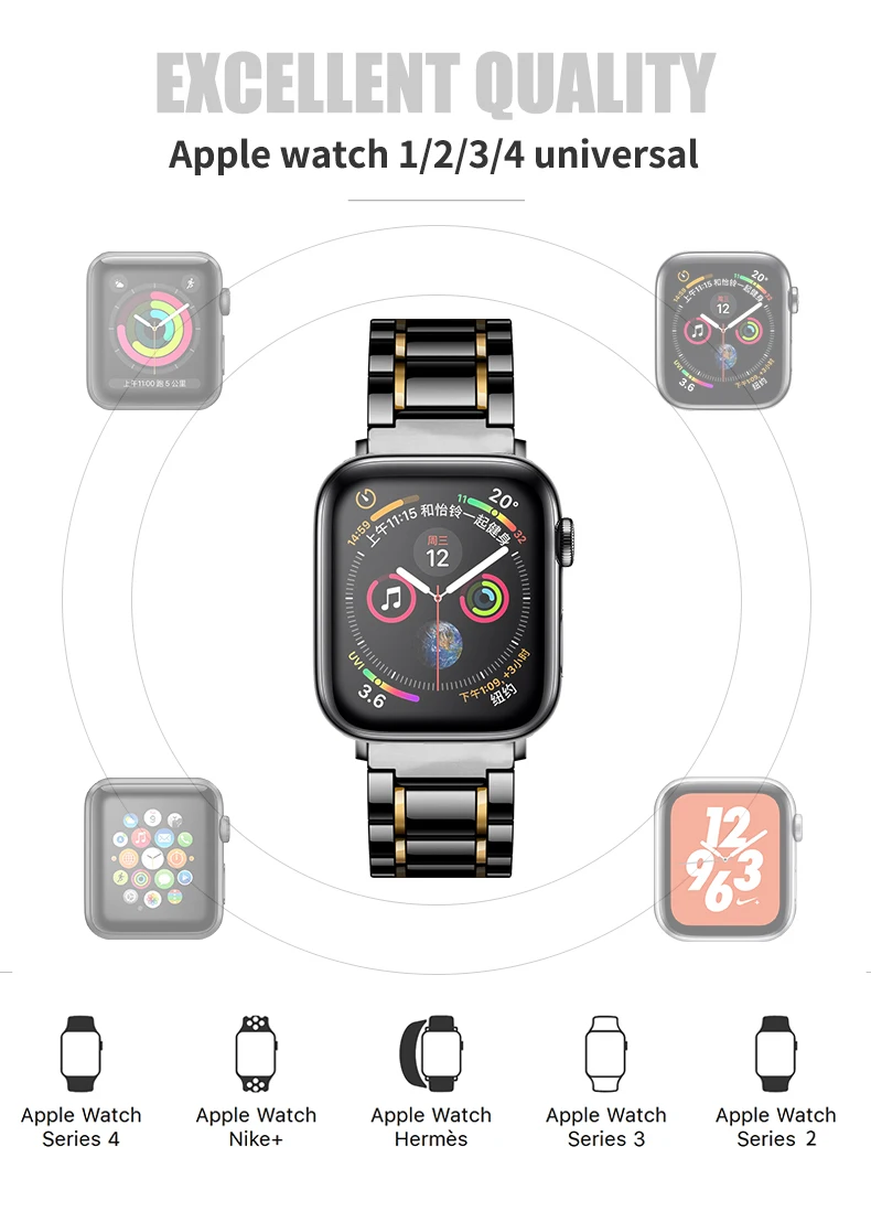 Ремешок для Apple Watch, 40 мм, 38 мм, керамика, нержавеющая сталь, съемный ремешок, браслет, ремешок для часов iWatch, 44 мм, 42 мм, все модели